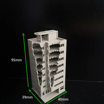 1:300 Simulation Miniature Building Model Battle Damaged City Hifh-rise House Models DIY Military Landscape Assembling Toys 1PCS