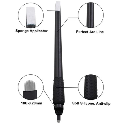 New 5/10/50PCS  Sterilized Permanent Makeup Eyebrow Tattoo Tools 0.15/0.18mm Disposable Microblading Pen with U Blades