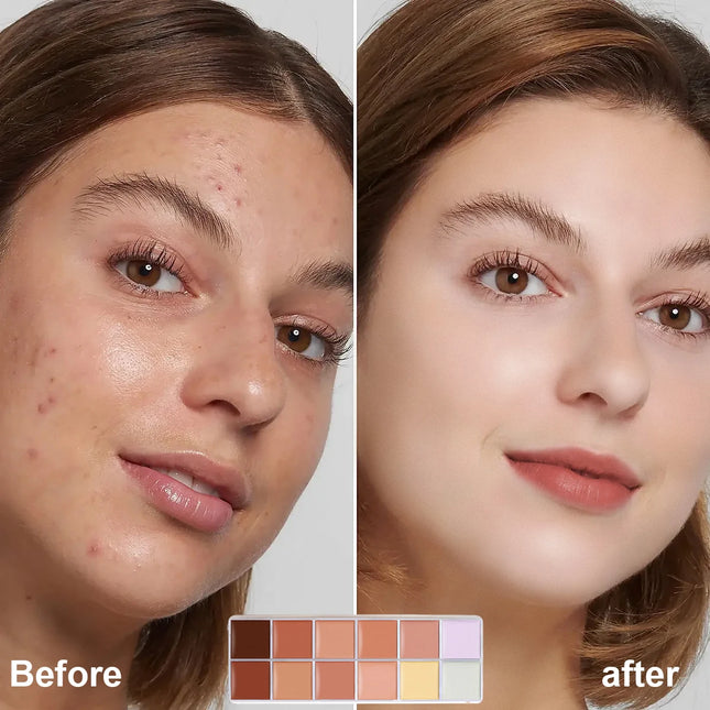 12 Color Concealer Palette Professionally Covers Dark Circles Around Eyes and Face highlight contour makeup all-in-one palette