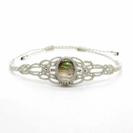 Braided Labradorite Stone Macrame Bracelets For Women Natural Spectrolite Flash Stone Rope Weave Adjustable Bracelet Jewellery