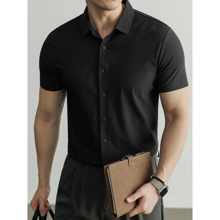 Men's 4-Way Performance Stretch Short Sleeve Shirt Slim Fit Quick Dry Cooling Athletic Polo Casual Button Down Business Top