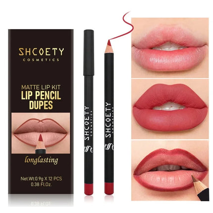12 Piece Matte Lip Liner Set for Nude Makeup Waterproof and Sweat Proof Long Lasting Makeup Lip Liner and Lipstick in One