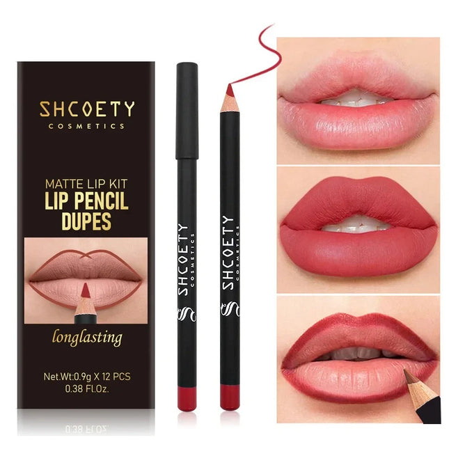 12 Piece Matte Lip Liner Set for Nude Makeup Waterproof and Sweat Proof Long Lasting Makeup Lip Liner and Lipstick in One