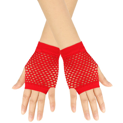 New Fishnet Gloves Red Black Girl Sheer Mesh Mittens Gloves Adult Woman Disguise Rock Fancy Night Club Party Sexy Fashion Gloves