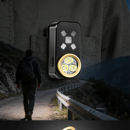 EDC Flashlight USB Charging Magnetic Clip Work Light LED Strong Light Torch Red Blue Warning Light for Outdoor Camping Hiking