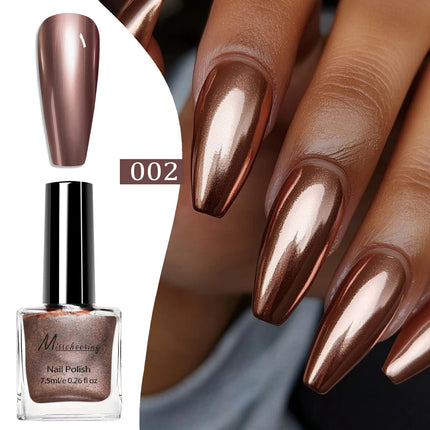 7.5ml Metallic Mirror Effect Nail Polish No UV/LED Light Required Quick-Drying Suitable For Nail Art Decoration  DIY Nail Design