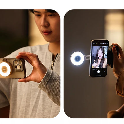 Ulanzi LM19 Mobile Phone Selfie Light Bi-color Pocket LED Magnetic Mini Ring Lamp Photography For iPhone 16 15 Apple 14 13 Pro