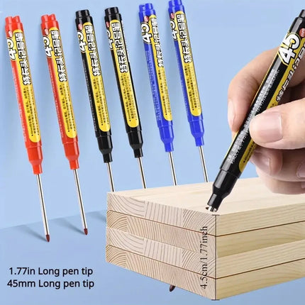 100-1Pcs 45mm Long Nib Head Carpenter Marker Pens White/Black/Blue/Red Hole Marker Pen for Measuring Woodworking Hand Tools