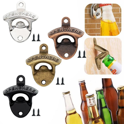 1Set Vintage Wall Mounted Wine Beer Bottle Opener Tool Keyring Bar Drinking Kitchen.