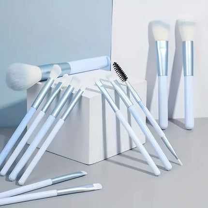 12PCS Makeup Brush Set Blue Foundation Concealer Blush Powder Eye Shadow Kabuki Blending Cosmetic Soft Fluffy Female Makeup Tool