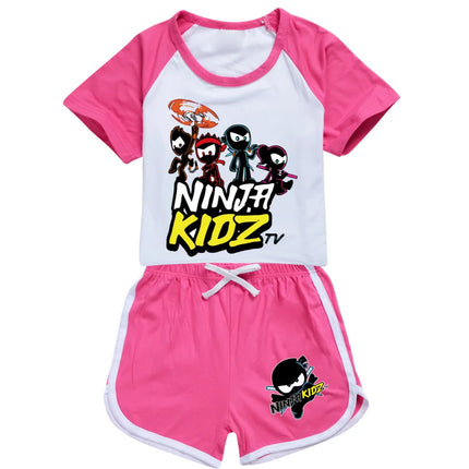 Ninja Kidz Kids Clothes Cotton Sport Tracksuits T-shirts Sweatshirt Suit Cartoon Pattern Set Teenager Baby Boys Girls Clothing