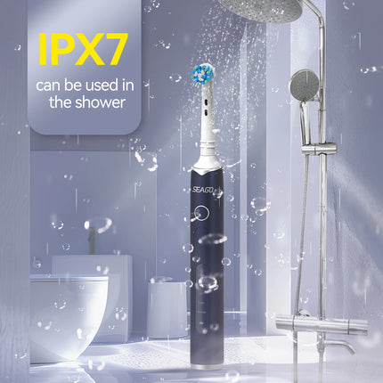 Seago Rotating Electric Rechargeable Toothbrush Teeth Cleaning with 8 Brush Toothbrush Heads 5 Modes Portable Smart Timer