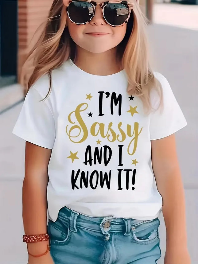 Girl Comfortable Leisure Cotton T-shirt Children's Short-Sleeved Shirt English Alphabet Print Summer Kid Fashion Trendy T-shirt