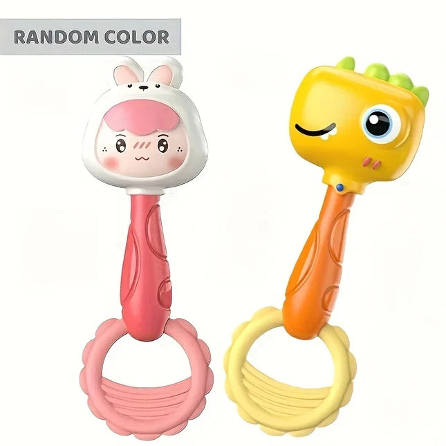2PCS Baby Rattle Toy with Animal Shapes - Toy for Infants & Toddlers- Hand-Eye Coordination, Safe Non-Toxic Material
