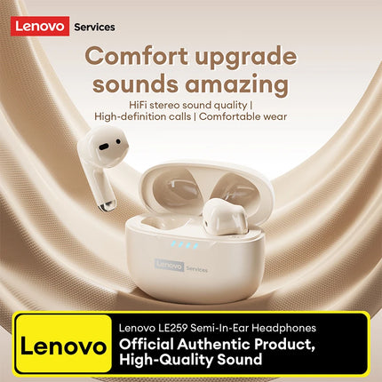 Lenovo LE259 Deep Bass Wireless Earphones Bluetooth 6.0 HD Crystal Calls Gaming Headphones Ultra-Low Latency Earbuds Waterproof