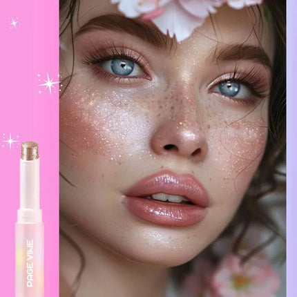 Jelly Eyeshadow Highlight Stick, Glitter Shimmer Long-Lasting High Pigment, Valentine's Day Party Beach Travel Holiday
