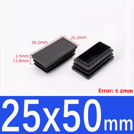 15x15mm-50x100mm Black Blanking End Caps Furniture Leg Tube Pipe Insert Plugs Rectangle/Square Dust Stopper
