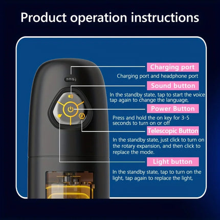 New Automatic 4 IN 1 Telescopic Sucking Licking Male Masturbator Vacuum Penis Pump Vagina Masturbation Adults Sex Toy for Men