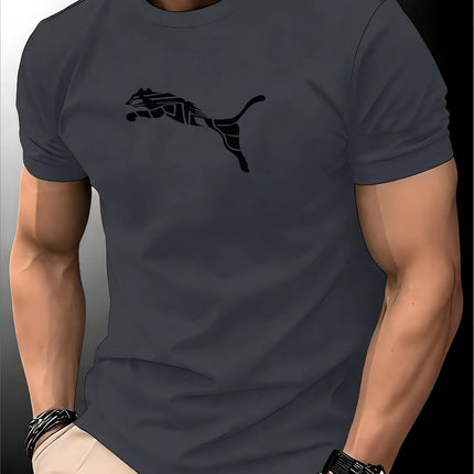 New Summer Luxury Men's Fashion Fox Leopard Print T-shirt Crewneck Casual Trend Y2K High-end High Quality Fitness Sports T-shirt
