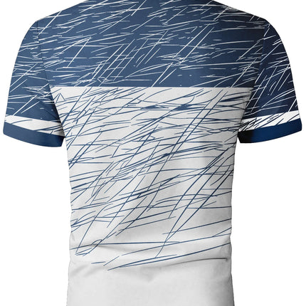 Men's Abstract Line Short-Sleeved Polo Shirt with a Collar, Casual Business Sporty Daily Style, Blue and White 3D Printed Half-Bu [Likely a Typo and Should Be "Half-Buttoned"]