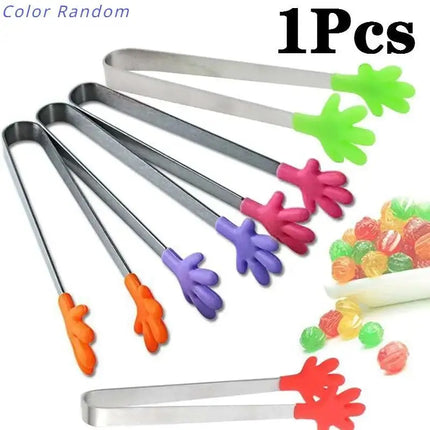 New Creative Colorful Palm Stainless Steel Handle Silicone Mini Food Handheld Clips Suitable Home Kitchen Daily Cooking Tools