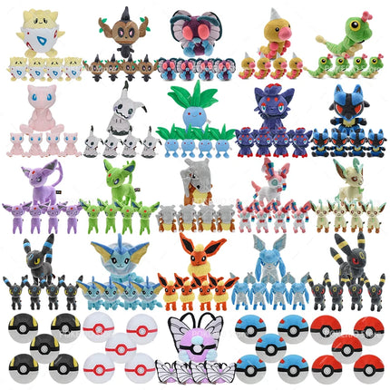 Wholesale Pokemon Plush 5Pcs/Lot Mimikyu Caterpie Oddish Garchomp Phantump Umbreon Sylveon Stuffed Animal Peluche Christmas Gift