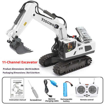 4WD Remote Control Excavator Toy 2.4GHz RC Construction Vehicle Dump Truck Bulldozer Crawler Engineering Car Best for Kids Gifts