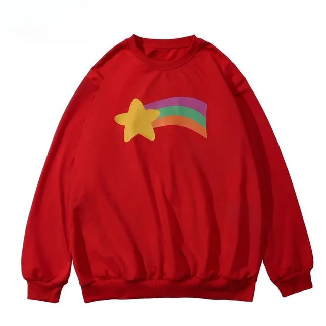 Cartoon Star and Rainbow Creative Printing Autumn and Winter Hoodie Women's Long Sleeved Casual Fashion Hoodie Women's Clothing