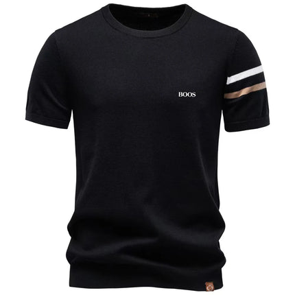 Summer new cross-border pure cotton fashionable men's short sleeved woolen round neck T-shirt men's casual T-shirt Polo shirt