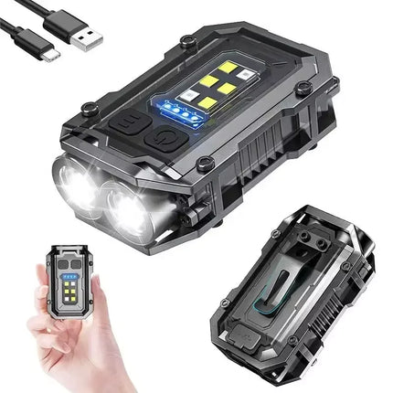 Mini COB LED Flashlight Rechargeable Portable EDC Torch USB C Pocket Lantern Flood Work Light with Clip Magnet For Emergency