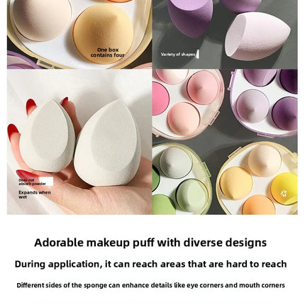 Ultra Soft Bear Beauty Blender 4pcs Set Makeup Sponge Dry Wet Use Water Activated Large Size Non-Powder Eating Puff