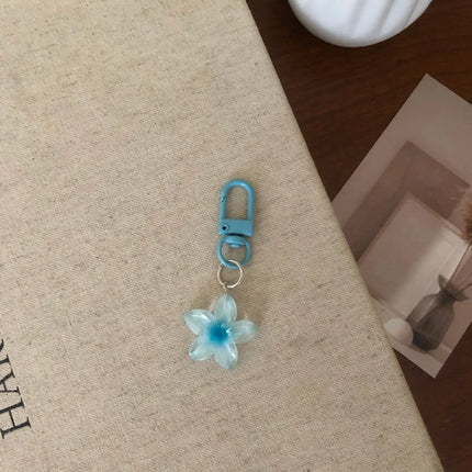 1/5Pcs New Sweet Colorful Flower Keychain Resin Rope Car Key Ring Hanging Jewelry Mini Keychain Girls