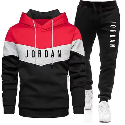 JORDAN Embroidered Winter-Spring Men's Sportswear Set - Casual Three-Color T-shirt - Men's Single-Piece Hooded Jogging Jacket an