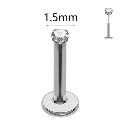 ASTM F136 G23 Titanium The ball Tragus Earring Threadless Piercing Heart Cubic zirconia Pin Daith Conch Push in Labret Stud