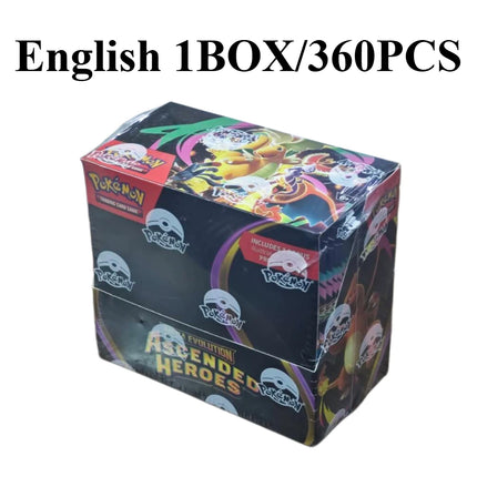 90/360PCS Pokémon Card Packs 151， ASCENDED HEROES 。Evolutions,PALDEAN FATES,English Reinforcement,Battle Transaction Card Gift