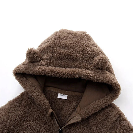 Pudcoco Infant Baby Jumpsuit Long Sleeve Hooded Zipper Closure Winter Romper Clothes for Boys Girls 0-12M
