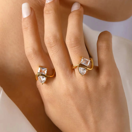 Custom Mother Daughter Birthstone Ring Personalized Infinity Bond Two Stone Ring 18K Gold Plated Jewelry Gift for Mom