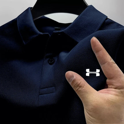 Summer new men's polo collar shirt, casual and versatile, high-quality short-sleeved printed multi-color T-shirt top for business