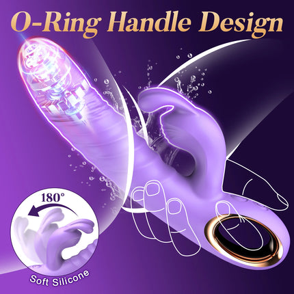 Thrusting Rabbit Vibrator 10 Vibrating Thrusting G Spot Vibrator Anal Dildo with Liquid Silicone Vaginal Massage Adult Sex Toys