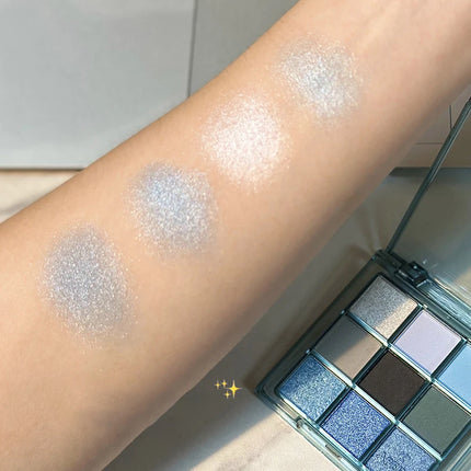 9 Colors Dark Punk Smoked Eyeshadow Palette Blue Black Pearl Matte Eye Shadow Makeup Palette Brightening Shimmer Lying Silkworm