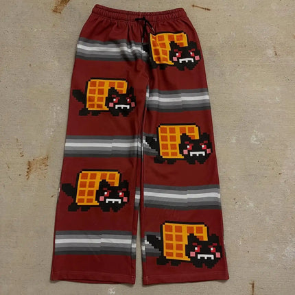 Nyan Cat Sweatpants Y2k Pants Baggy Men Elastic Waist American Streetwear Hip Hop Vintage Joggings Casual Pants Men Clothing
