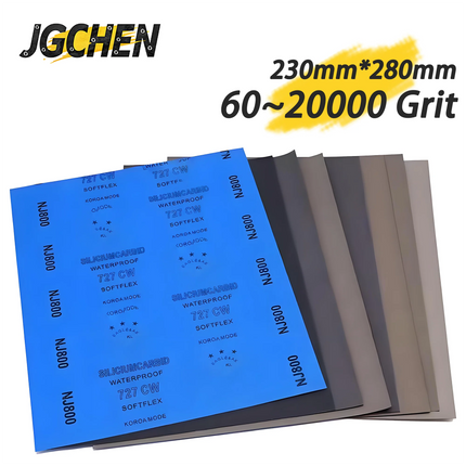 Silicon Carbide Sandpaper 60-20000Grit Waterproof Wet/Dry 230x280mm for Wood Metal Stone Surface High Performance Abrasive Sheet
