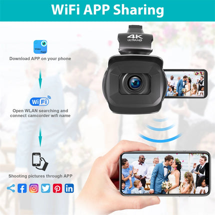 4K Professional Video Cameras for Photography 64MP Ultra HD 18X Digital Zoom Camcorders YouTube Live Streaming Vlog Recorder
