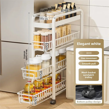 Slim Rolling Storage Cart Narrow Gap Kitchen Storage Rack with Wheels Pantry Organizer Shelf Bathroom Laundry Trolley 3/4/5 Tier