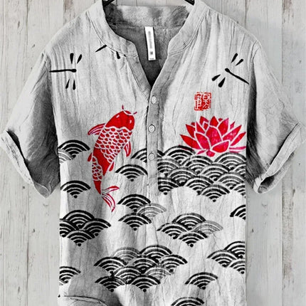 Spring and summer men's and women's shirts independent station casual Hawaiian style shirts men's tops 100% linen new hot sale