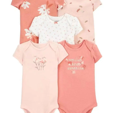 5pcs/set Cotton Soft Comfortable Baby Bodysuits Short Sleeve One-Pieces for Newborn Infant Summer Bebe Clothes Baby Shower Gifts