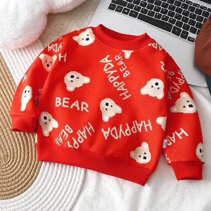 니트 Autumn Winter New Baby Girl Boy Cartoon Knitted Sweaters Child Plush Thicken Warm Knitted Pullover Tops Kid Casual Sweater아기옷