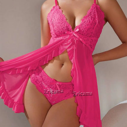 Sexy Underwire Push Up Bra Set Erotic Intimates Spaghetti Strap Lingerie Set Lace Bodysuit Women Backless Sexy Costumes