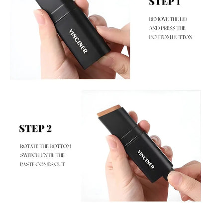 VINCINER Matte Stick Foundation Cream Long-Wear Waterproof Covers Dark Circles Full Coverage Concealer Stick for Base Makeup