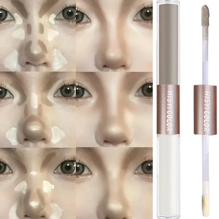 HISYI Dual-End Liquid Highlighter Pen, Skin Brightening & Contouring Stick, Natural Contour, Long-Lasting, Waterproof